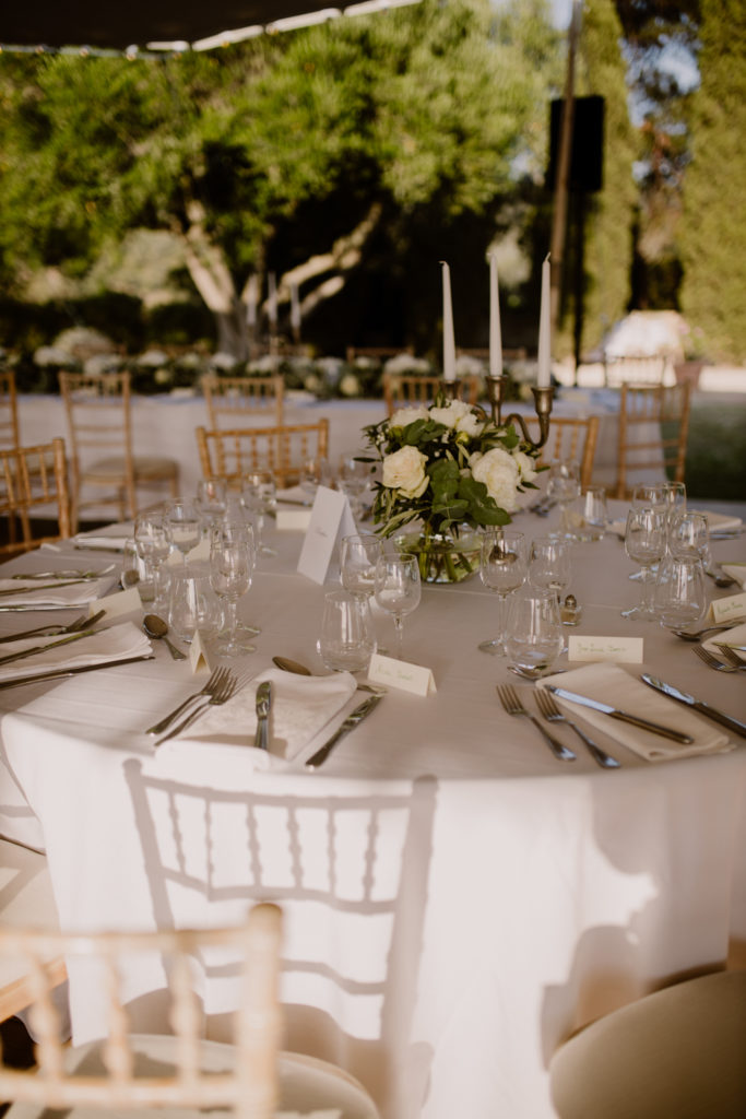 Décoration de table d'un mariage au château de Brégançon