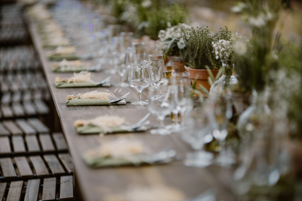 Décoration de table au domaine du Viet pour un mariage